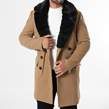 Frilivin - Abrigo con Cuello de Piel 85B Camel Claro