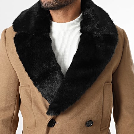 Frilivin - Abrigo con Cuello de Piel 85B Camel Claro