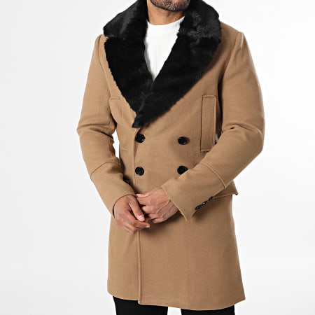 Frilivin - Abrigo con Cuello de Piel 85B Camel Claro