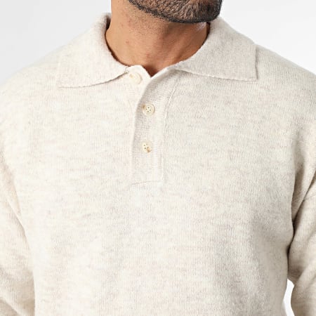 Classic Series - Pull Col Boutonné 002 Beige Chiné