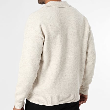 Classic Series - Pull Col Boutonné 002 Beige Chiné