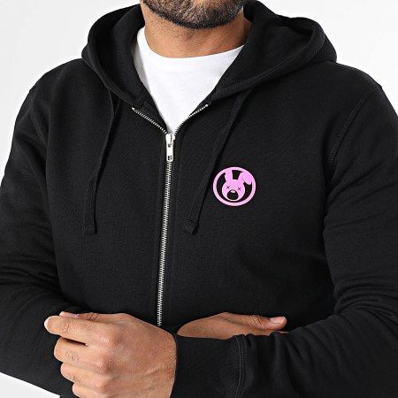 Sale Môme Paris - Sudadera con capucha y cremallera Conejo Círculo Crew Negro Rosa Fluo