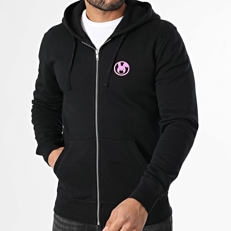 Sale Môme Paris - Sudadera con capucha y cremallera Conejo Círculo Crew Negro Rosa Fluo