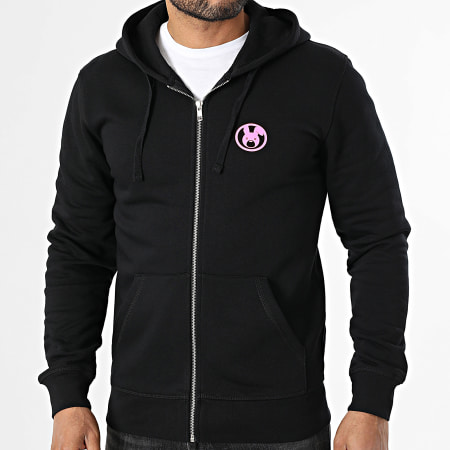 Sale Môme Paris - Sudadera con capucha y cremallera Conejo Círculo Crew Negro Rosa Fluo