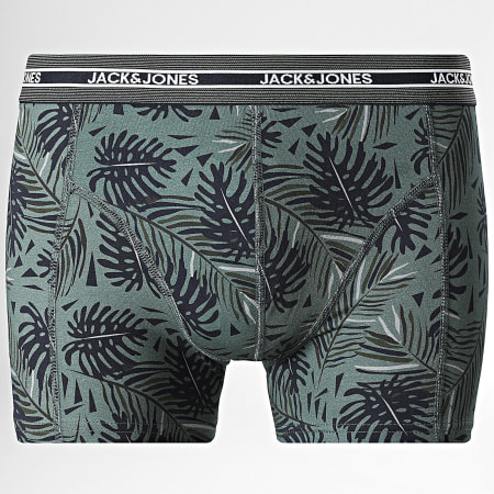 Jack And Jones - Lot De 3 Boxers Ezra Leaves Bleu Marine Noir Vert Kaki