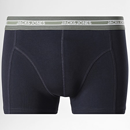 Jack And Jones - Lot De 3 Boxers Ezra Leaves Bleu Marine Noir Vert Kaki