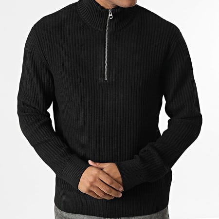 Jack And Jones - Pull Col Zippé Grid Noir