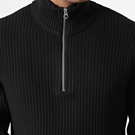 Jack And Jones - Pull Col Zippé Grid Noir