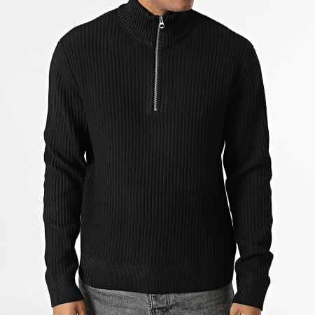 Jack And Jones - Pull Col Zippé Grid Noir