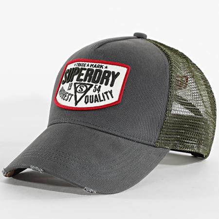 Superdry - Casquette Trucker Mesh W9010176A Gris Anthracite Vert Kaki