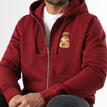Teddy Yacht Club - Sweat Zippé Capuche Small Cash Is King Throne Bordeaux