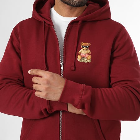 Teddy Yacht Club - Sweat Zippé Capuche Small Cash Is King Throne Bordeaux