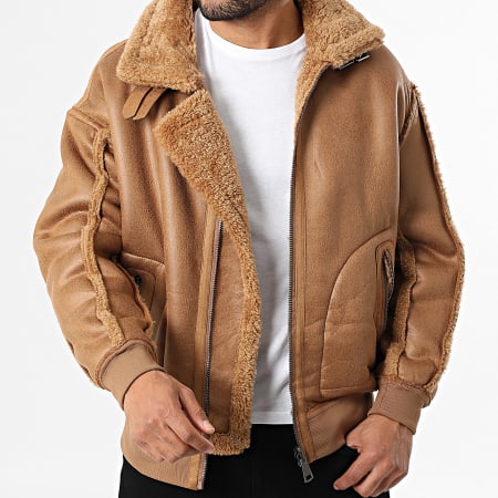 Uniplay - Chaqueta de Cuero Sintético con Cremallera 569 Camel