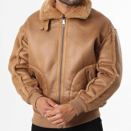 Uniplay - Chaqueta de Cuero Sintético con Cremallera 569 Camel