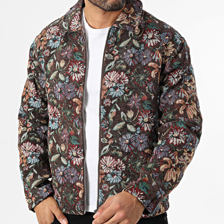 Frilivin - Geweven Jas met Rits 562 Bruin Bloem