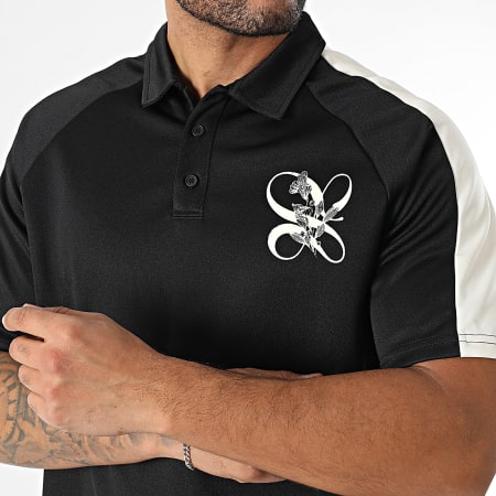 Frilivin - Ensemble Polo Manches Courtes A Bandes Et Pantalon Jogging 548 Noir Floral