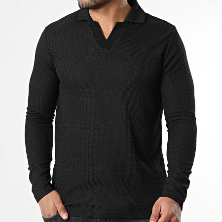 Frilivin - Polo de manga larga texturizado 553 Negro