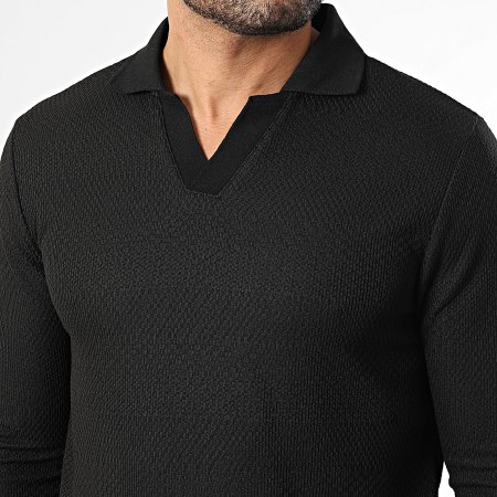 Frilivin - Polo de manga larga texturizado 553 Negro