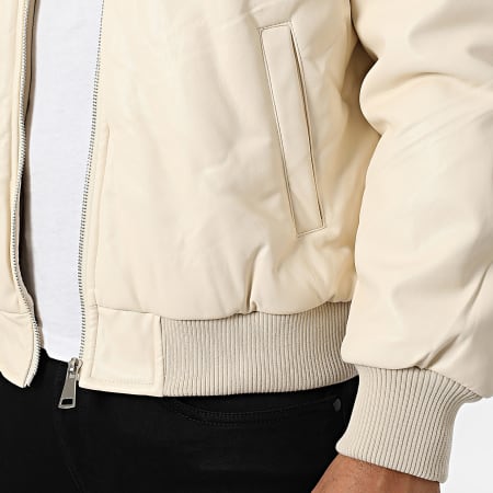 Frilivin - Chaqueta Bomber De Piel Sintética G02 Beige Claro