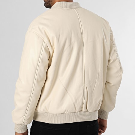 Frilivin - Chaqueta Bomber De Piel Sintética G02 Beige Claro