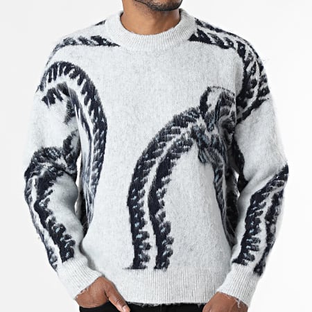 Classic Series - Pull 244 Gris Clair Chiné Bleu Marine