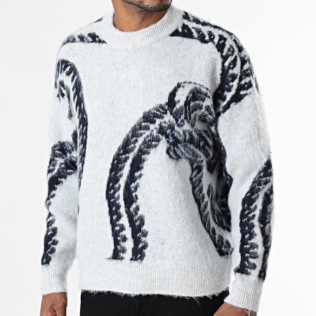 Classic Series - Pull 244 Gris Clair Chiné Bleu Marine