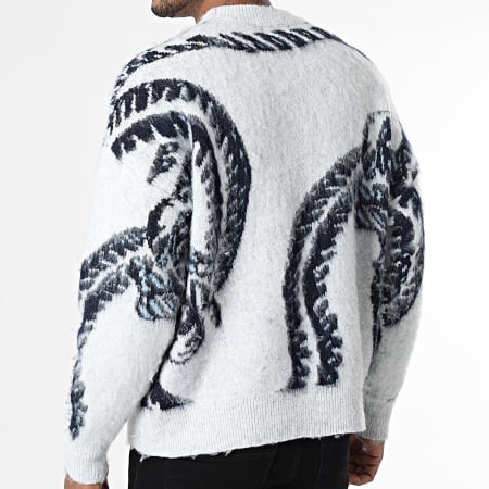 Classic Series - Pull 244 Gris Clair Chiné Bleu Marine