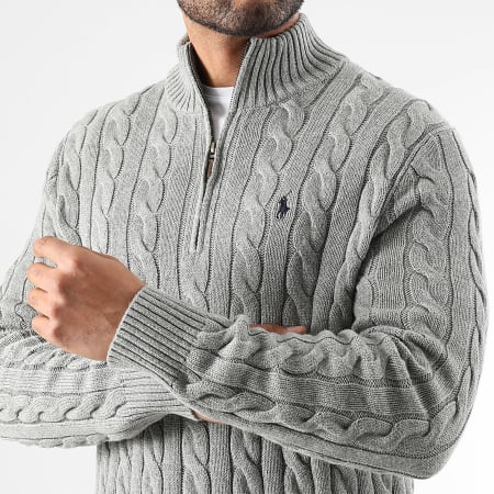 Polo Ralph Lauren - Pull Col Montant Zippé Original Player Gris