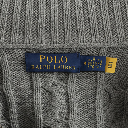 Polo Ralph Lauren - Pull Col Montant Zippé Original Player Gris