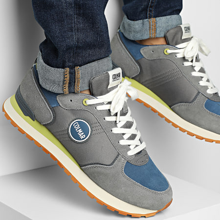 Colmar - Zapatillas Travis Block 049 Gris Denim Oscuro Verde Dorado