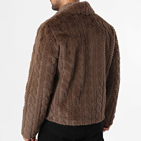 Frilivin - Chaqueta de Piel Sintética Zippée S38 Marrón