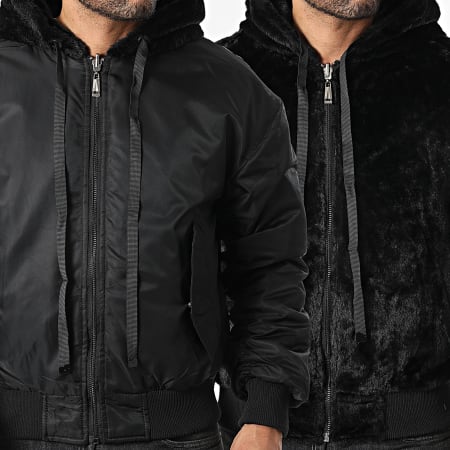 Uniplay - Chaqueta de piel sintética con capucha reversible 002 Negro