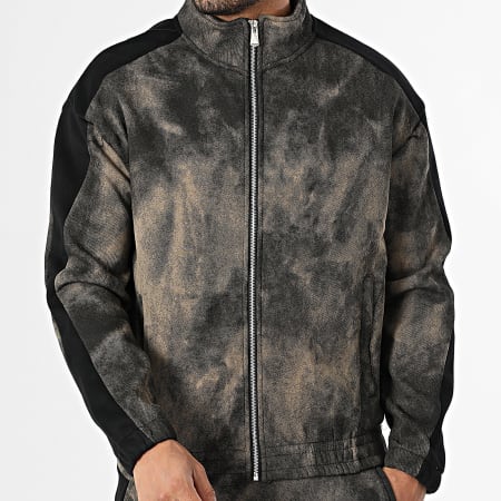 Uniplay - Ensemble Veste Zippée Et Pantalon A Bandes 304 Beige Chiné Noir