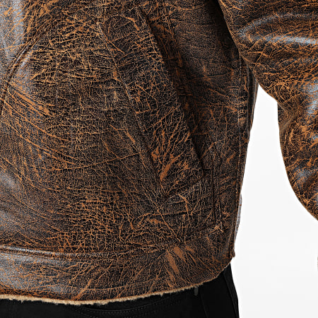 Uniplay - Chaqueta Simili Cuero Zippée Cuello Piel 517 Marrón