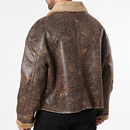 Uniplay - Chaqueta Simili Cuero Zippée Cuello Piel 517 Marrón