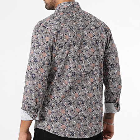 Classic Series - Chemise Manches Longues 001 Bleu Marine Blanc Beige