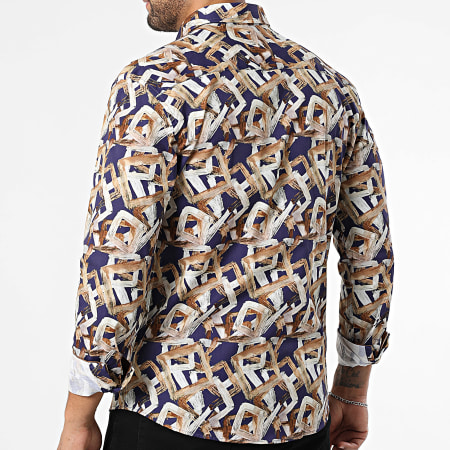 Classic Series - Chemise Manches Longues 001 Bleu Marine Beige