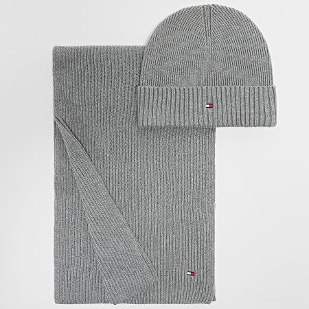 Tommy Hilfiger - Lot Echarpe Et Bonnet Flag 3807 Gris