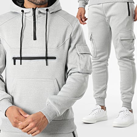 MTX - Ensemble Sweat Capuche Et Pantalon Cargo 081 Gris Chiné