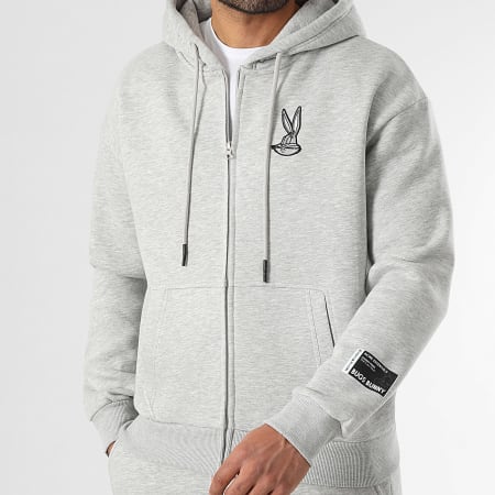 Looney Tunes - Ensemble Sweat Zippé Capuche Et Pantalon Jogging Patch Bugs Bunny Gris Chiné