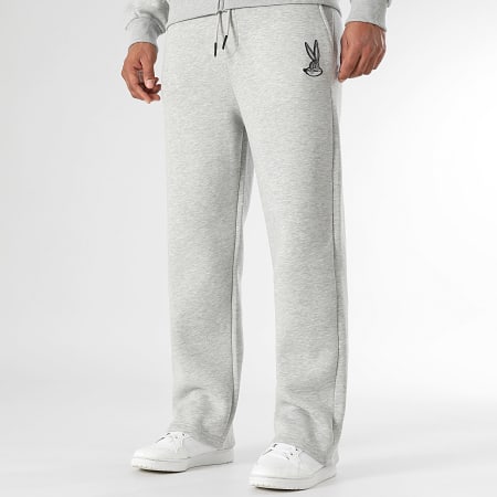 Looney Tunes - Ensemble Sweat Zippé Capuche Et Pantalon Jogging Patch Bugs Bunny Gris Chiné