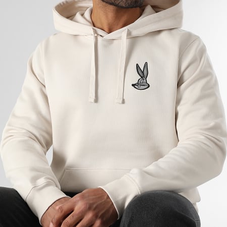 Looney Tunes - Sweat Capuche Patch Brodé Bugs Bunny Front Beige