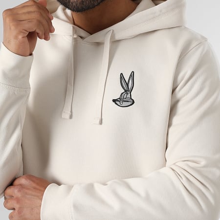 Looney Tunes - Sweat Capuche Patch Brodé Bugs Bunny Front Beige