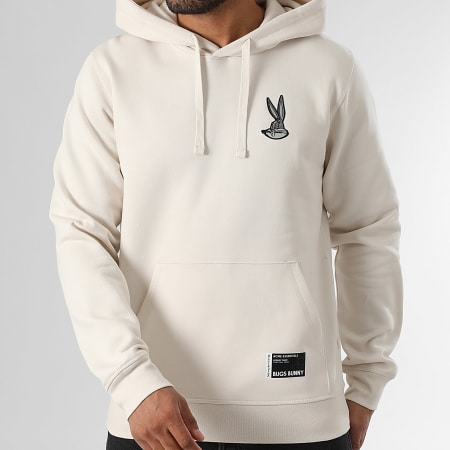Looney Tunes - Sweat Capuche Patch Brodé Bugs Bunny Front Beige