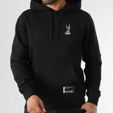 Looney Tunes - Sweat Capuche Patch Brodé Bugs Bunny Front Noir