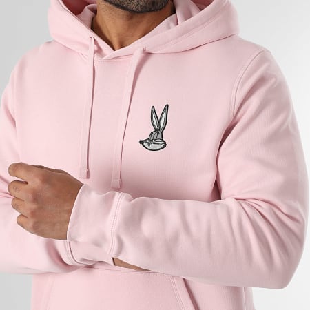 Looney Tunes - Sweat Capuche Patch Brodé Bugs Bunny Front Rose