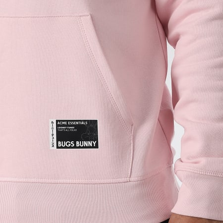 Looney Tunes - Sweat Capuche Patch Brodé Bugs Bunny Front Rose