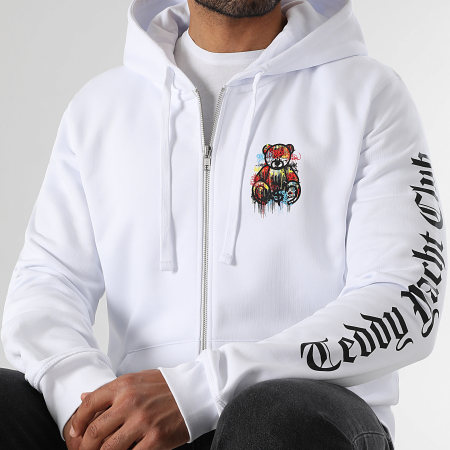 Teddy Yacht Club - Sudadera con capucha y cremallera Essentials Art Series Dripping Blanco