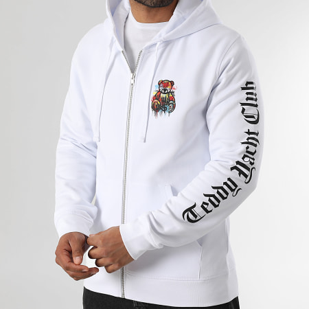 Teddy Yacht Club - Sudadera con capucha y cremallera Essentials Art Series Dripping Blanco
