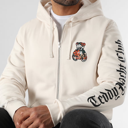 Teddy Yacht Club - Sudadera con capucha y cremallera Essentials Art Series Naranja Beige